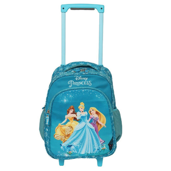 Novex - Disney Original Princess Kids Backpack Trolley Bag With 2 Wheel | Turquoise 18"