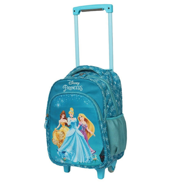 Novex - Disney Original Princess Kids Backpack Trolley Bag With 2 Wheel | Turquoise 18"