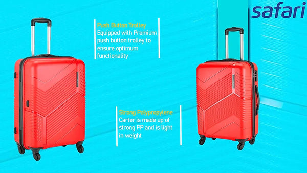Safari Carter Hard Luggage Trolley Bags - Red