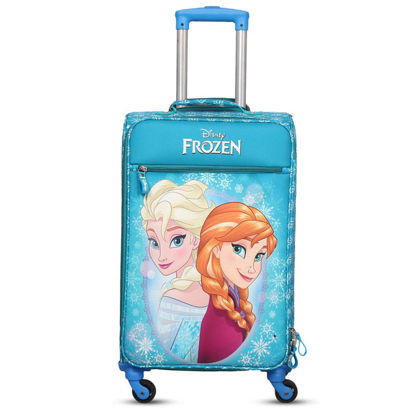 Disney Frozen Turquoise Original Soft Sided Polyester Kids Trolley Bag for Travel with 4 Wheels 22"