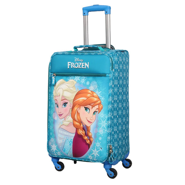Disney Frozen Turquoise Original Soft Sided Polyester Kids Trolley Bag for Travel with 4 Wheels 22"