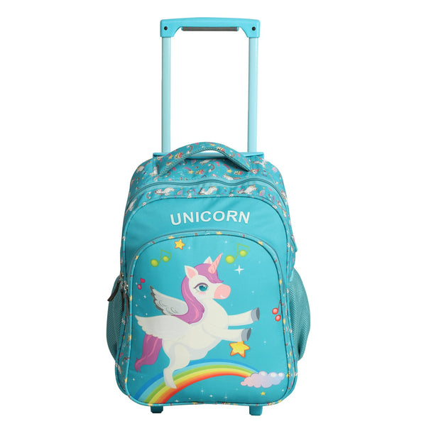 NOVEX Original Unicorn Kids Backpack Trolley Bag with 2 Wheel, Turquoise/Kids Backpack/Kids School Bag 18"