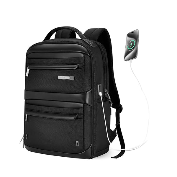 Safari SELECT 30L ASTRAL Formal Backpack 17 Inch Laptop Pocket Premium Fabric 180 degree Opening Water Resistant USB Charging, Laptop & Tablet Bag, Backpack for Men & Women, Black