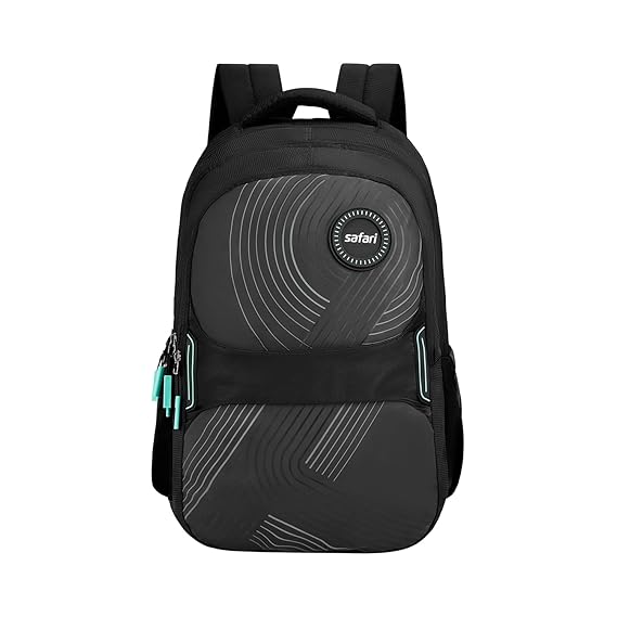 Safari Aura 37L Printed Laptop Backpack with Armor Base, Raincover, Antitheft Pocket, 3 Compartment, Bottle Holder, Front Pocket, Premium Pu Fabric, School & College Bag, Office Bag
