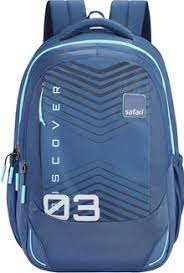 Buy blue Safari Quadro 03 Casual Backpack with 43L Armor Base and Antitheft Pocket, 4 Compartments, Bottle Holder, Front Pocket, File Holder, School Bag, College Backpack, Office Bag, Travel Bag