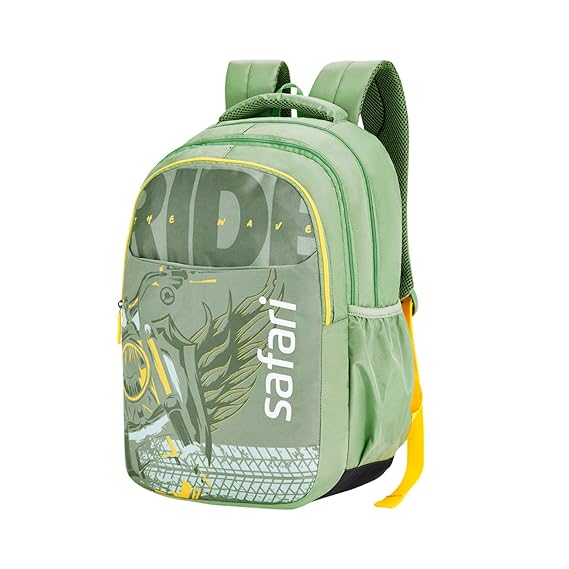 Safari Triplex 02 Casual Backpack with 37L capacity with Armor Base, 3 Compartments, Bottle Holder Pocket, Front Pocket, 8 inch side pocket, Improved back & shoulder straps,Printed School Bag for Boys and Girls, College Backpack, Office Bag, Travel Bag