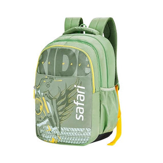 Buy green Safari Triplex 02 Casual Backpack with 37L capacity with Armor Base, 3 Compartments, Bottle Holder Pocket, Front Pocket, 8 inch side pocket, Improved back &amp; shoulder straps,Printed School Bag for Boys and Girls, College Backpack, Office Bag, Travel Bag