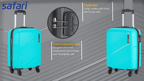 Safari Carter Hard Luggage Trolley Bags - Cyan
