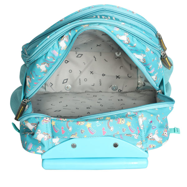NOVEX Original Unicorn Kids Backpack Trolley Bag with 2 Wheel, Turquoise/Kids Backpack/Kids School Bag 18"