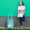 NOVEX Original Unicorn Kids Backpack Trolley Bag with 2 Wheel, Turquoise/Kids Backpack/Kids School Bag 18"