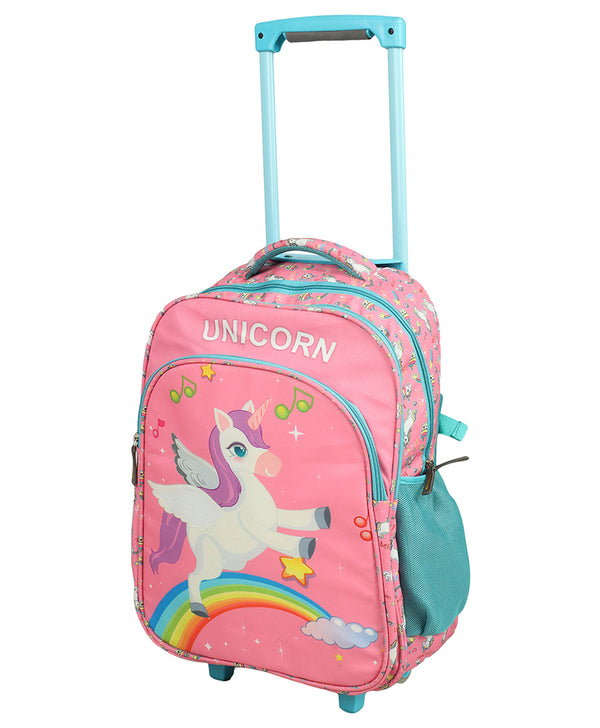 NOVEX Original Unicorn Kids Backpack Trolley Bag with 2 Wheel, Pink/Kids Backpack/Kids School Bag 18"