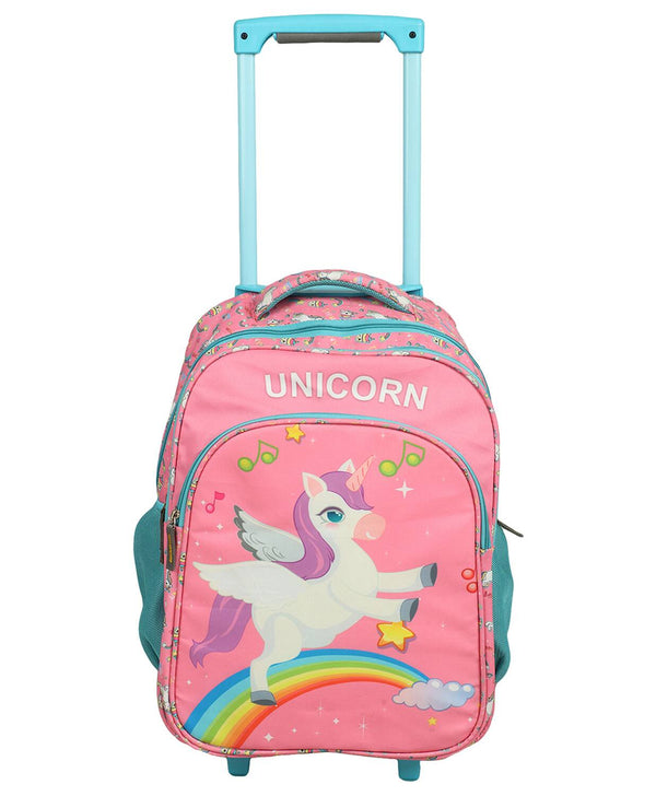 NOVEX Original Unicorn Kids Backpack Trolley Bag with 2 Wheel, Pink/Kids Backpack/Kids School Bag 18"