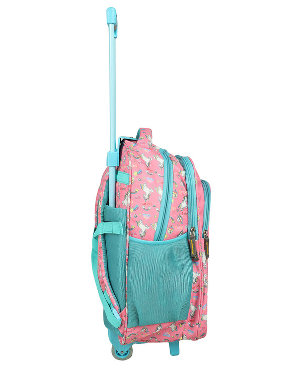 NOVEX Original Unicorn Kids Backpack Trolley Bag with 2 Wheel, Pink/Kids Backpack/Kids School Bag 18"