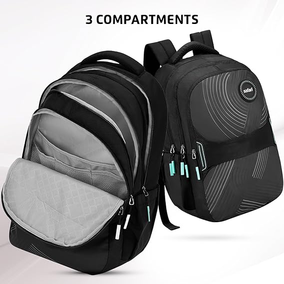 Safari Aura 37L Printed Laptop Backpack with Armor Base, Raincover, Antitheft Pocket, 3 Compartment, Bottle Holder, Front Pocket, Premium Pu Fabric, School & College Bag, Office Bag