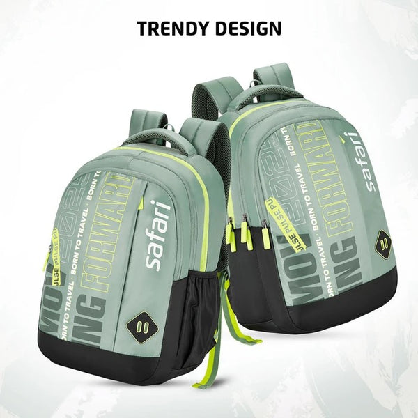 Safari Triplex 04 Casual Backpack with 37L capacity with Armor Base, 3 Compartments, Bottle Holder Pocket, Front Pocket, 8 inch side pocket, Improved back & shoulder straps,Printed School Bag for Boys and Girls, College Backpack, Office Bag, Travel Bag