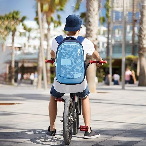 Safari Triplex 01 Casual Backpack with 37L capacity with Armor Base, 3 Compartments, Bottle Holder Pocket, Front Pocket, 8 inch side pocket, Improved back & shoulder straps,Printed School Bag for Boys and Girls, College Backpack, Office Bag, Travel Bag