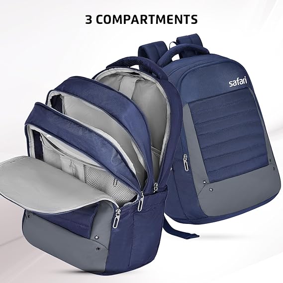 Safari Spade 01 Formal Laptop Backpack with 34L capacity Rain cover, Antitheft Pocket, 3 Compartments, Front Pocket, Smart Trolley Sleeve, Sturdy handle, Office Bag, College Backpack, Travel Bag, School Bag
