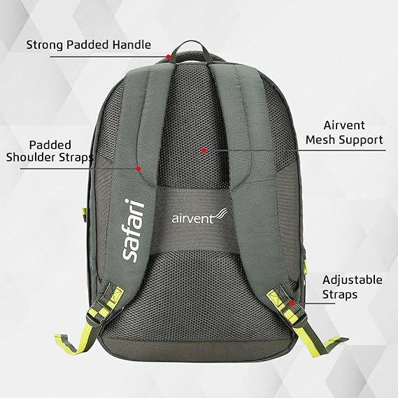 Safari Expand 15 Laptop Backpack with 43 Litres Armor Base, Raincover, 8 inch side Pockets, 3 Compartments, Bottle Holder,Compression straps & Organizer , School & College Bag, Office Bag