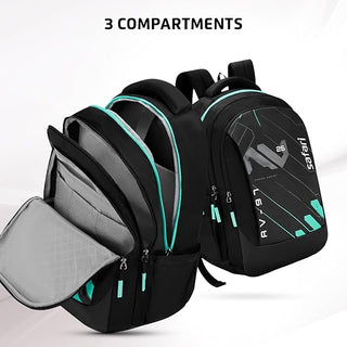 Safari Aura 37L Printed Laptop Backpack with Armor Base, Raincover, Antitheft Pocket, 3 Compartment, Bottle Holder, Front Pocket, Premium Pu Fabric, School & College Bag, Office Bag