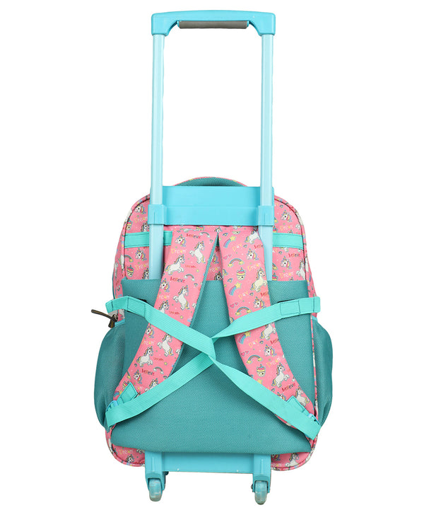 NOVEX Original Unicorn Kids Backpack Trolley Bag with 2 Wheel, Pink/Kids Backpack/Kids School Bag 18"