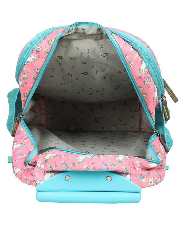 NOVEX Original Unicorn Kids Backpack Trolley Bag with 2 Wheel, Pink/Kids Backpack/Kids School Bag 18"