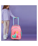 Novex - Disney Original Princess Kids Backpack Trolley Bag With 2 Wheel | Pink 18"