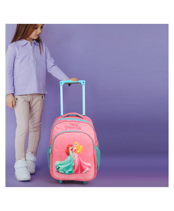 Novex - Disney Original Princess Kids Backpack Trolley Bag With 2 Wheel | Pink 18"