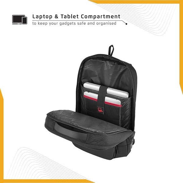 Safari SELECT 19L SAGE Formal Backpack, 17 Inch Laptop Pocket, Premium Fabric, Dedicated Tech Compartment, Water Resistant, USB Charging, Laptop & Tablet Bag, Backpack for Men & Women, Black