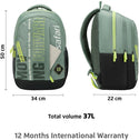 Safari Triplex 04 Casual Backpack with 37L capacity with Armor Base, 3 Compartments, Bottle Holder Pocket, Front Pocket, 8 inch side pocket, Improved back & shoulder straps,Printed School Bag for Boys and Girls, College Backpack, Office Bag, Travel Bag