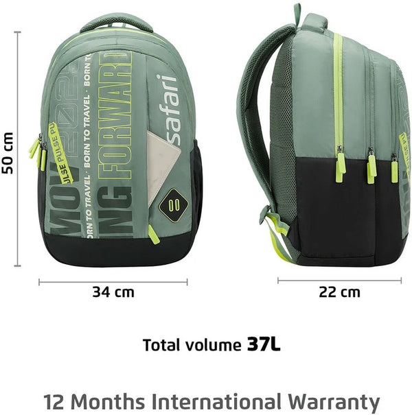 Safari Triplex 04 Casual Backpack with 37L capacity with Armor Base, 3 Compartments, Bottle Holder Pocket, Front Pocket, 8 inch side pocket, Improved back & shoulder straps,Printed School Bag for Boys and Girls, College Backpack, Office Bag, Travel Bag