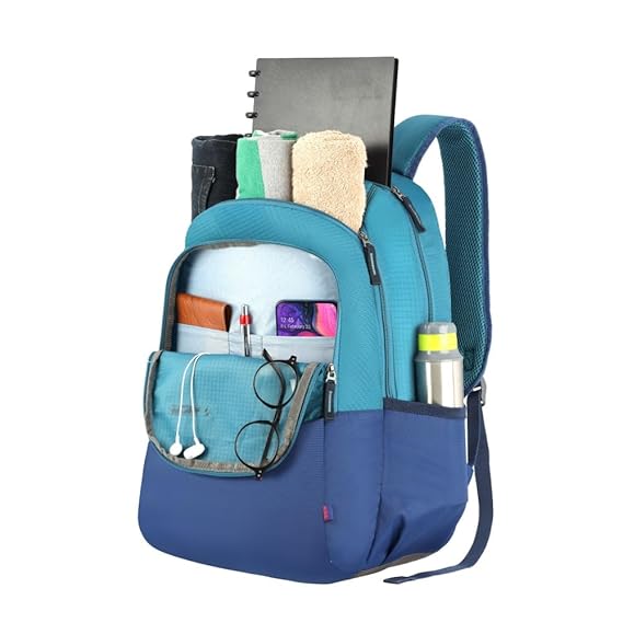 Kamiliant By American Tourister Peak Backpack for College, School, Office, Travel for Boys and girls, men & women Teal Navy 35 Litres