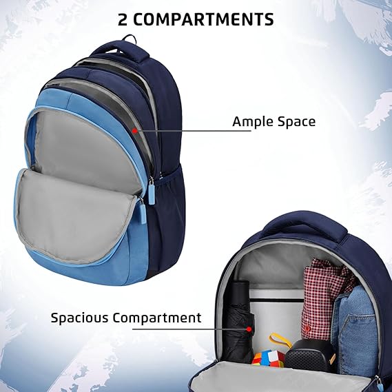 Safari Triplex 01 Casual Backpack with 37L capacity with Armor Base, 3 Compartments, Bottle Holder Pocket, Front Pocket, 8 inch side pocket, Improved back & shoulder straps,Printed School Bag for Boys and Girls, College Backpack, Office Bag, Travel Bag