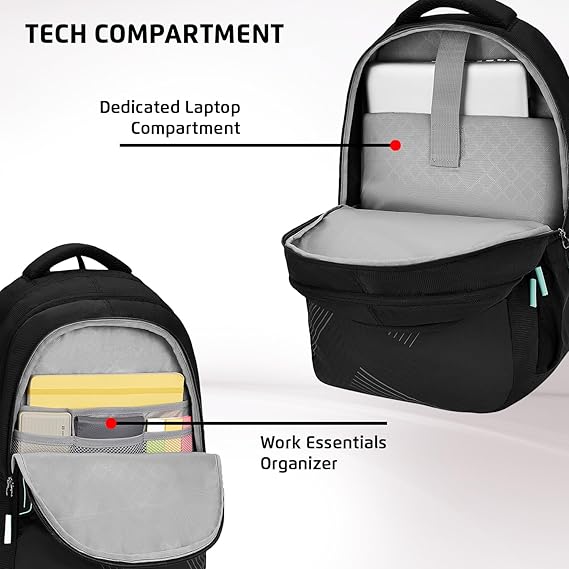 Safari Aura 37L Printed Laptop Backpack with Armor Base, Raincover, Antitheft Pocket, 3 Compartment, Bottle Holder, Front Pocket, Premium Pu Fabric, School & College Bag, Office Bag