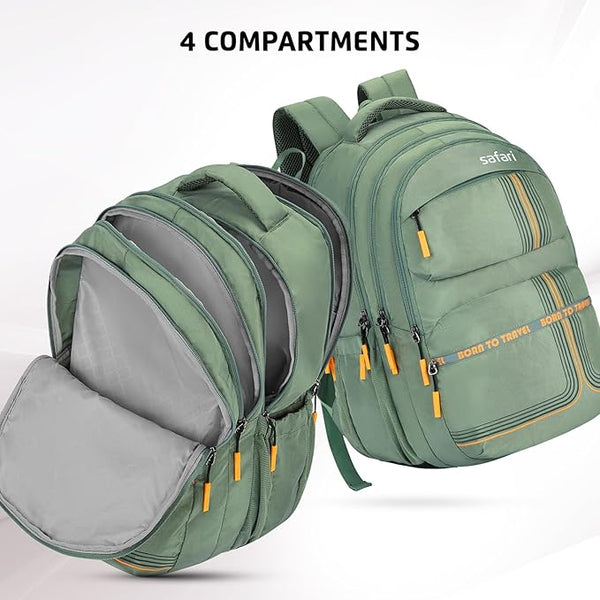 Safari Quadro 04 Casual Backpack with 43L Armor Base and Antitheft Pocket, 4 Compartments, Bottle Holder, Front Pocket, File Holder, School Bag, College Backpack, Office Bag, Travel Bag
