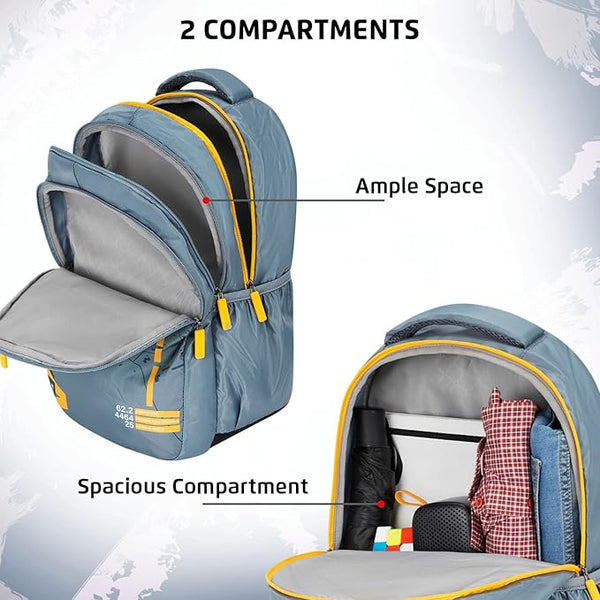 Safari Triplex 03 Casual Backpack with 37L capacity with Armor Base, 3 Compartments, Bottle Holder Pocket, Front Pocket, 8 inch side pocket, Improved back & shoulder straps,Printed School Bag for Boys and Girls, College Backpack, Office Bag, Travel Bag