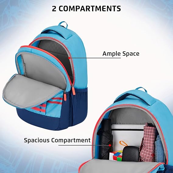 Safari Duplex 04 Casual Backpack with 32 L Armor Base, 2 Compartments, Bottle Holder, Front Pocket, 8 inch side pocket,Improved  back & Shoulder Straps,Printed School Bag for Boys and Girls, College Backpack, Office Bag, Travel Bag