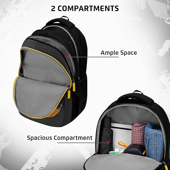 Safari Triplex 01 Casual Backpack with 37L capacity with Armor Base, 3 Compartments, Bottle Holder Pocket, Front Pocket, 8 inch side pocket, Improved back & shoulder straps,Printed School Bag for Boys and Girls, College Backpack, Office Bag, Travel Bag