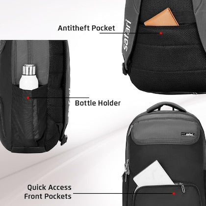 Safari Ace 30L Formal Laptop Backpack with Raincover, Antitheft Pocket, 2 Compartment, Front Pocket, Smart Trolley Sleeve, Office Bag, College Backpack, Travel Bag, School Bag