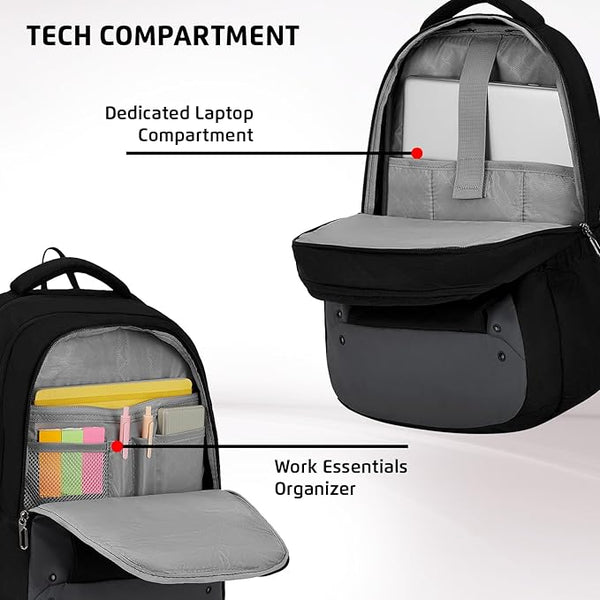 Safari Spade 01 Formal Laptop Backpack with 34L capacity Rain cover, Antitheft Pocket, 3 Compartments, Front Pocket, Smart Trolley Sleeve, Sturdy handle, Office Bag, College Backpack, Travel Bag, School Bag