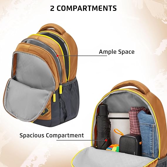 Safari Triplex 04 Casual Backpack with 37L capacity with Armor Base, 3 Compartments, Bottle Holder Pocket, Front Pocket, 8 inch side pocket, Improved back & shoulder straps,Printed School Bag for Boys and Girls, College Backpack, Office Bag, Travel Bag