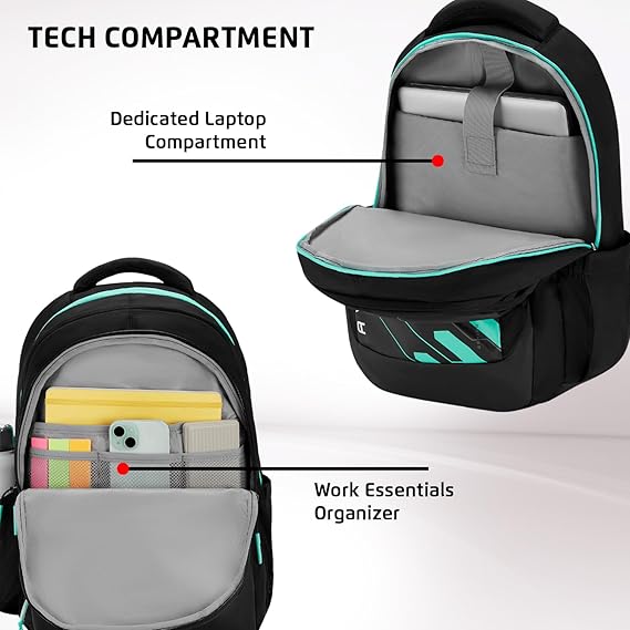 Safari Aura 37L Printed Laptop Backpack with Armor Base, Raincover, Antitheft Pocket, 3 Compartment, Bottle Holder, Front Pocket, Premium Pu Fabric, School & College Bag, Office Bag