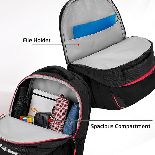 Safari Quadro 03 Casual Backpack with 43L Armor Base and Antitheft Pocket, 4 Compartments, Bottle Holder, Front Pocket, File Holder, School Bag, College Backpack, Office Bag, Travel Bag