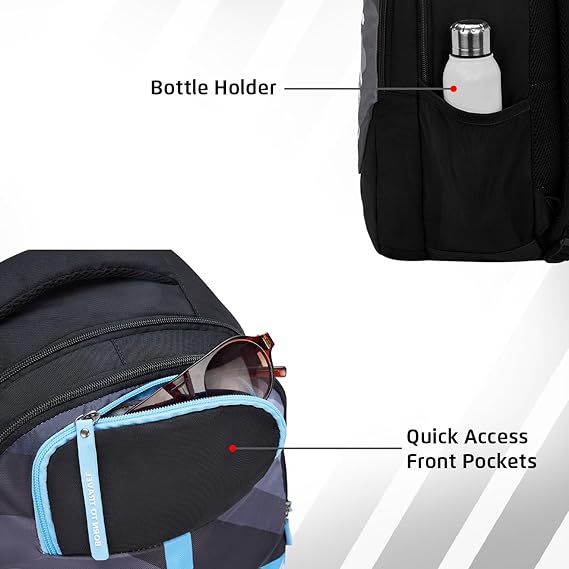 Safari Duplex 02 Casual Backpack with 32 L Armor Base, 2 Compartments, Bottle Holder, Front Pocket, 8 inch side pocket,Improved  back & Shoulder Straps,Printed School Bag for Boys and Girls, College Backpack, Office Bag, Travel Bag