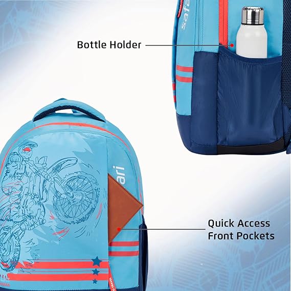 Safari Duplex 04 Casual Backpack with 32 L Armor Base, 2 Compartments, Bottle Holder, Front Pocket, 8 inch side pocket,Improved  back & Shoulder Straps,Printed School Bag for Boys and Girls, College Backpack, Office Bag, Travel Bag