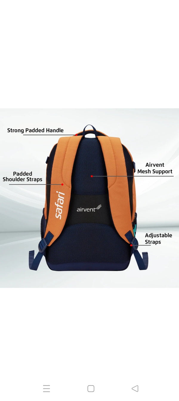 Safari Expand 13 Laptop Backpack with 43 Litres Armor Base, Raincover, 8 inch side Pockets, 3 Compartments, Bottle Holder,Compression straps & Organizer , School & College Bag, Office Bag