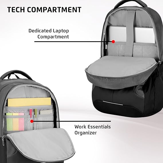 Safari Spade 02 Formal Laptop Backpack with 34L capacity Rain cover, Antitheft Pocket, 3 Compartments, Front Pocket, Smart Trolley Sleeve, Sturdy handle, Office Bag, College Backpack, Travel Bag, School Bag