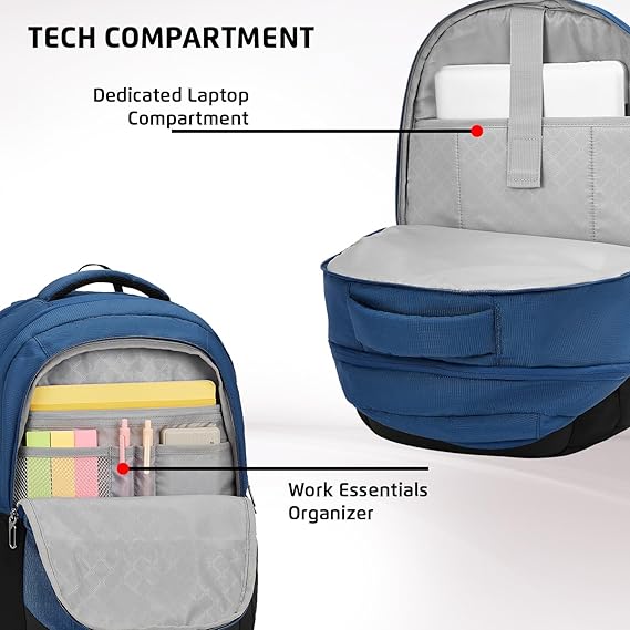 Safari Spade 03 Formal Laptop Backpack with 34L capacity Rain cover, Antitheft Pocket, 3 Compartments, Front Pocket, Smart Trolley Sleeve, Sturdy handle, Office Bag, College Backpack, Travel Bag, School Bag
