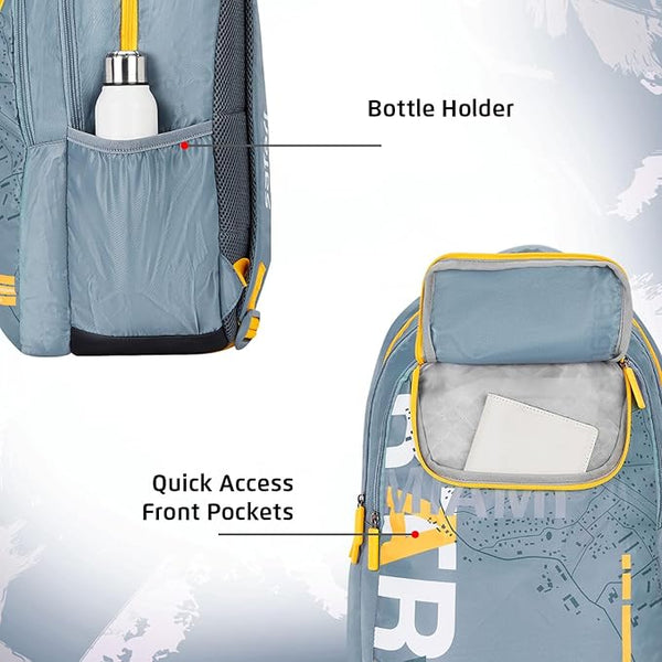 Safari Triplex 03 Casual Backpack with 37L capacity with Armor Base, 3 Compartments, Bottle Holder Pocket, Front Pocket, 8 inch side pocket, Improved back & shoulder straps,Printed School Bag for Boys and Girls, College Backpack, Office Bag, Travel Bag