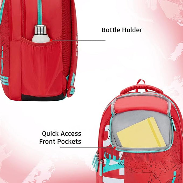 Safari Triplex 03 Casual Backpack with 37L capacity with Armor Base, 3 Compartments, Bottle Holder Pocket, Front Pocket, 8 inch side pocket, Improved back & shoulder straps,Printed School Bag for Boys and Girls, College Backpack, Office Bag, Travel Bag