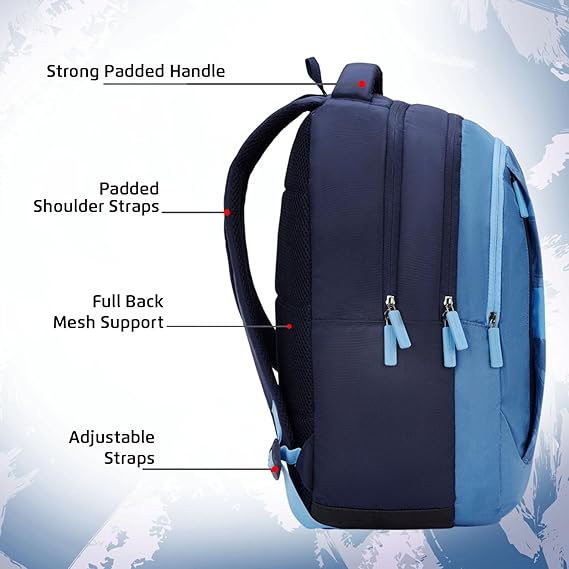 Safari Triplex 01 Casual Backpack with 37L capacity with Armor Base, 3 Compartments, Bottle Holder Pocket, Front Pocket, 8 inch side pocket, Improved back & shoulder straps,Printed School Bag for Boys and Girls, College Backpack, Office Bag, Travel Bag